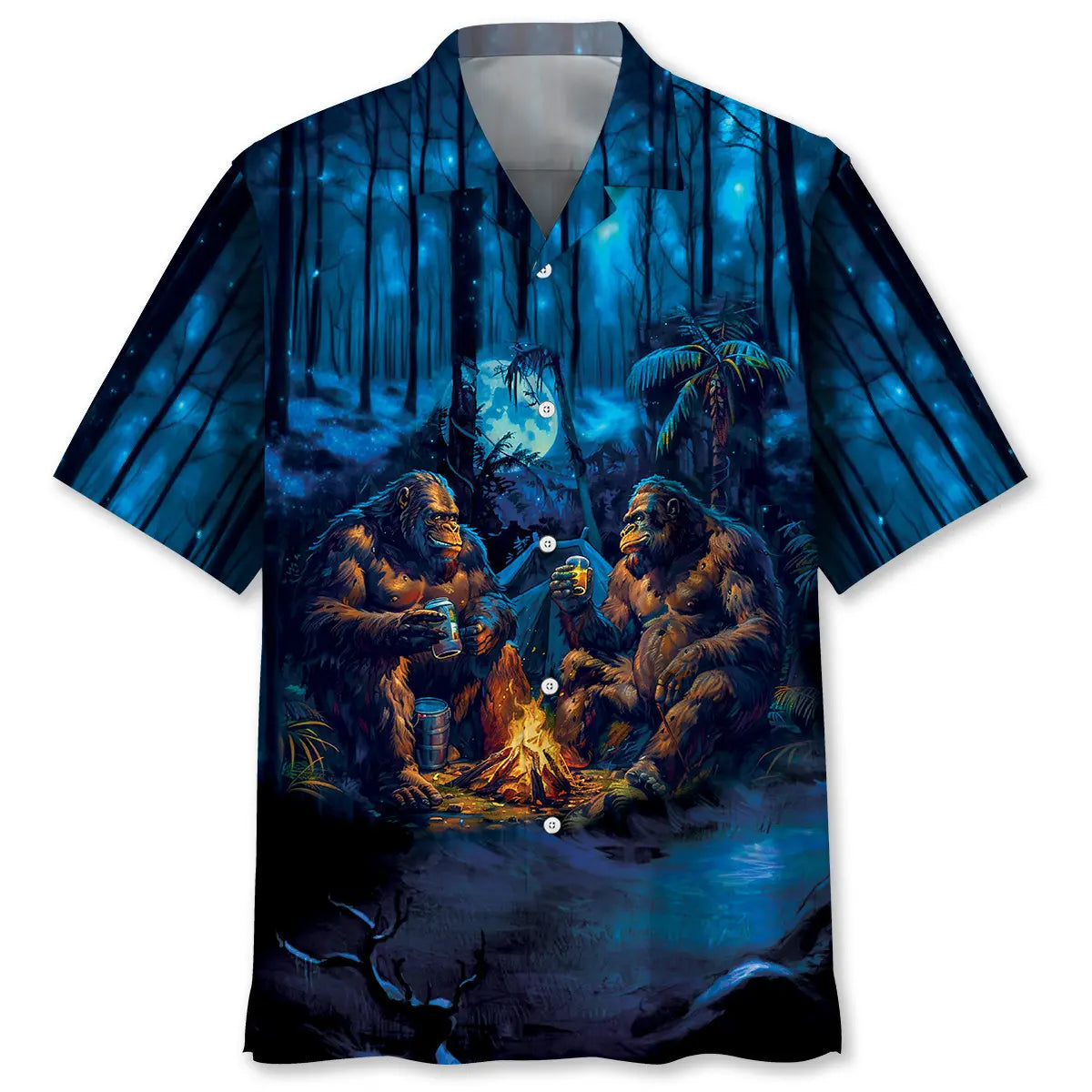 Hawaiian Shirt / Adults / S Camping Bigfoot Crazy Friend Hawaiian Shirt