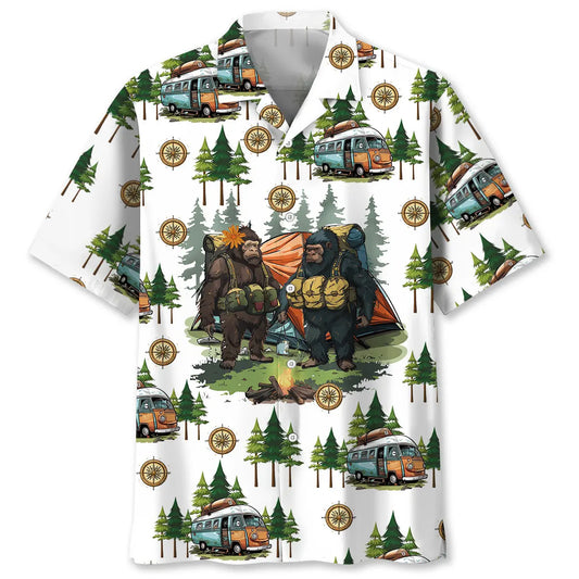 Hawaiian Shirt / Adults / S Camping Bigfoot Husband and Wife Hawaiian Shirt