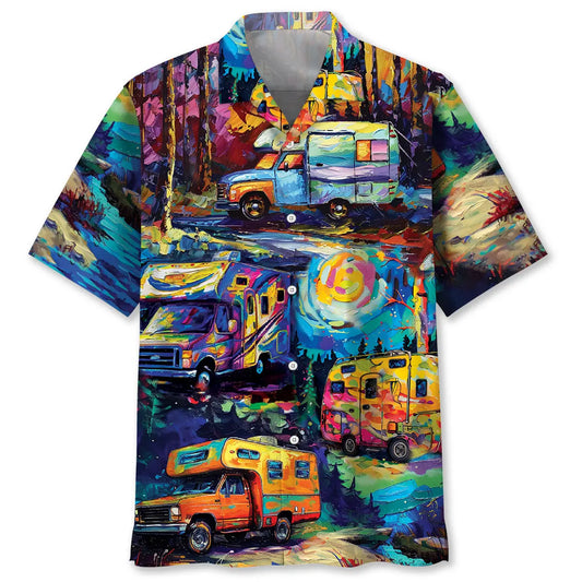 Hawaiian Shirt / Adults / S Camping Car Art Hawaiian Shirt
