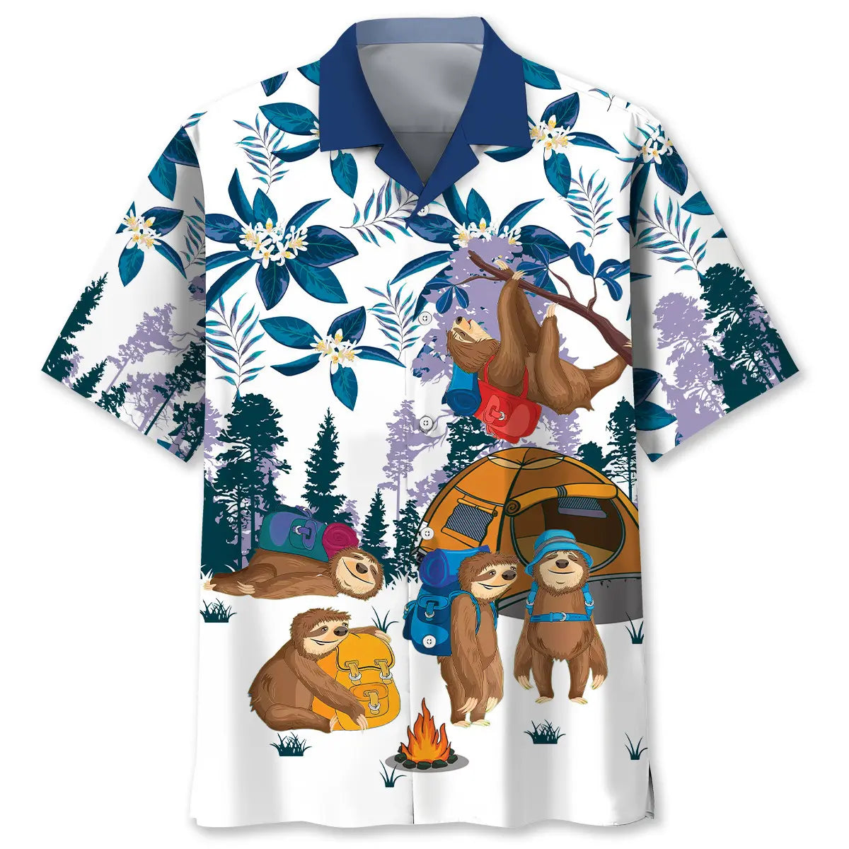 Hawaiian Shirt / Adults / S Camping Crew Sloths Hawaiian Shirt