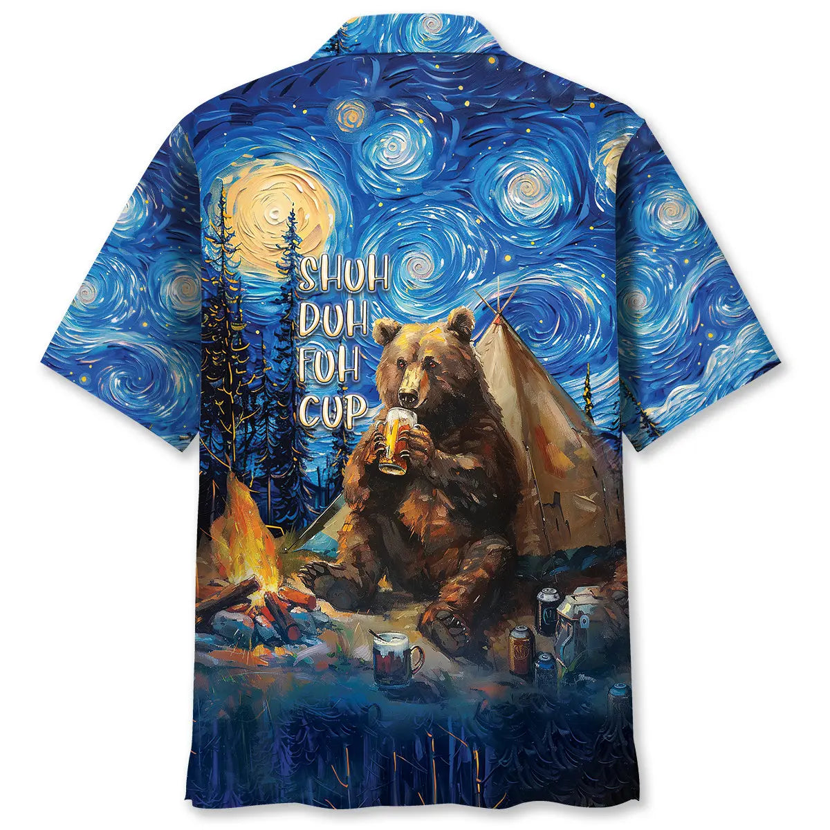 Camping Starry Night Bear Hawaiian Shirt