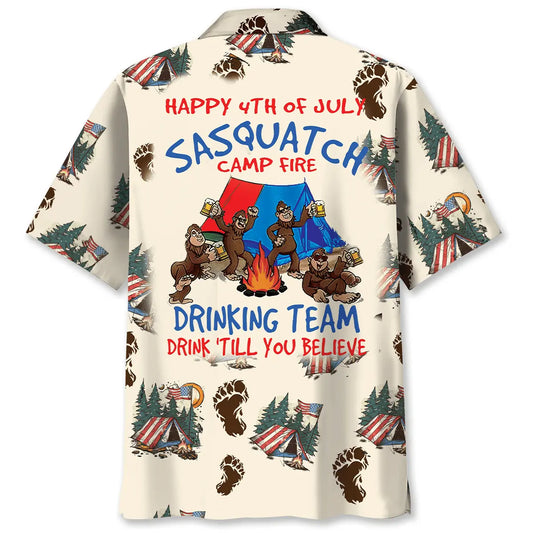 Hawaiian Shirt / Adults / S Camping Team 4th of July Camp Fire Hawaiian Shirt