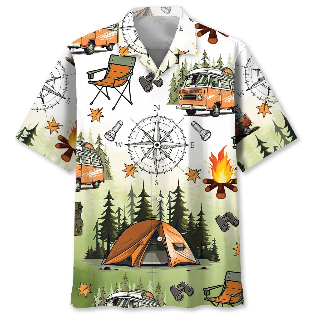 Hawaiian Shirt / Adults / S Camping Tent Compass Hawaiian Shirt