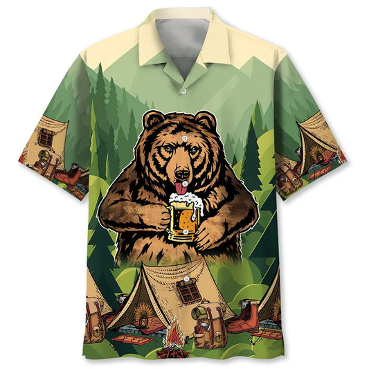 Hawaiian Shirt / Adults / S Camping Vintage Bear Hawaiian Shirt