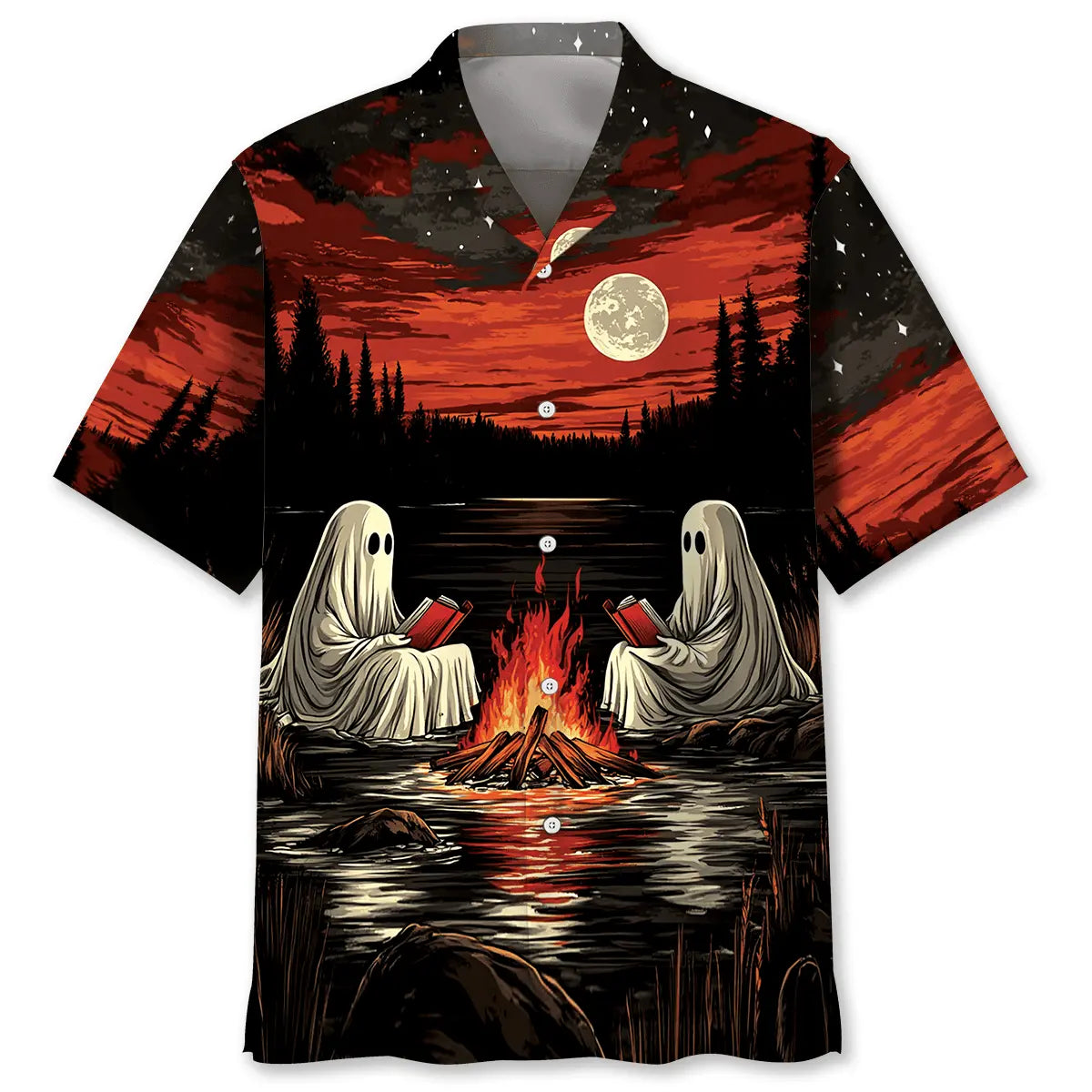 Hawaiian Shirt / Adults / S Camping With Ghost Hawaiian Shirt