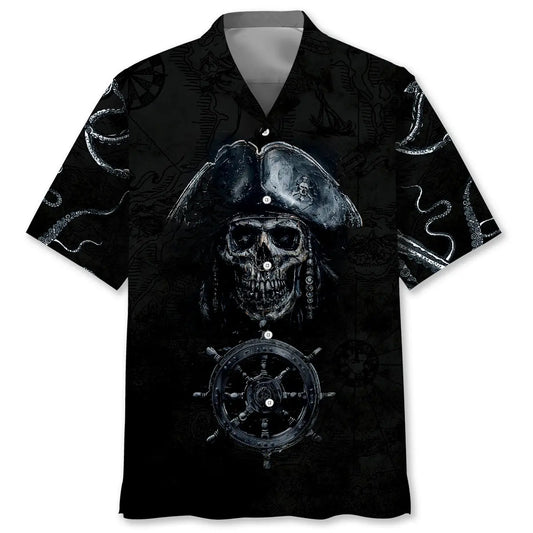 Hawaiian Shirt / Adults / S Captain Pirate Wheel Ship Hawaiian Shirt
