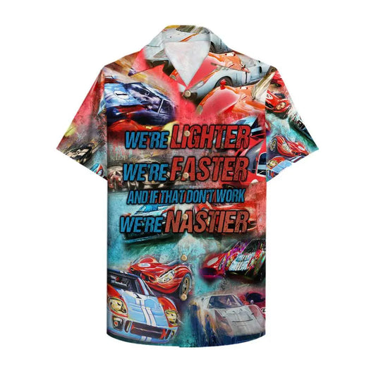 Hawaiian Shirt / Adults / S Car Racing We're lighter we're faster Unisex Hawaiian Shirt Aloha Shirt Summer Vibe