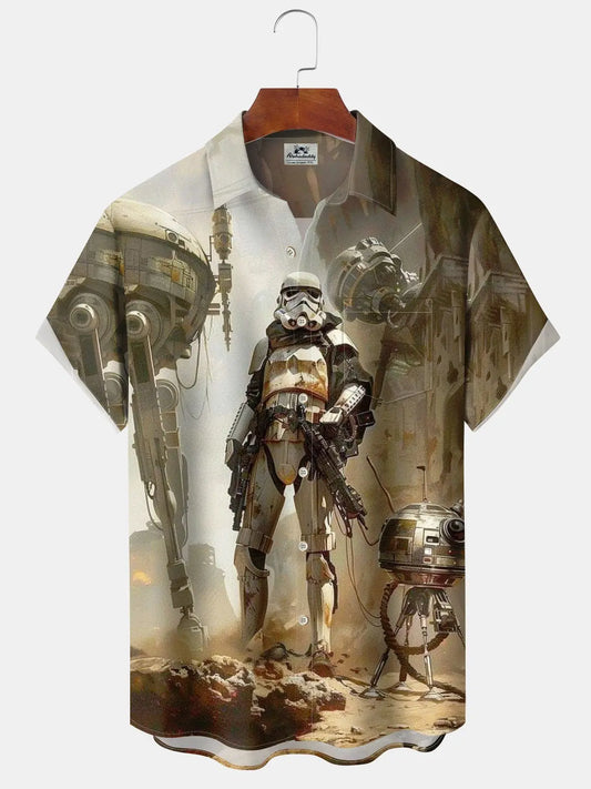 Hawaiian Shirt / Adults / S Casual Vintage Star Wars Print Art Button Stretch Large Size Hawaiian Shirt