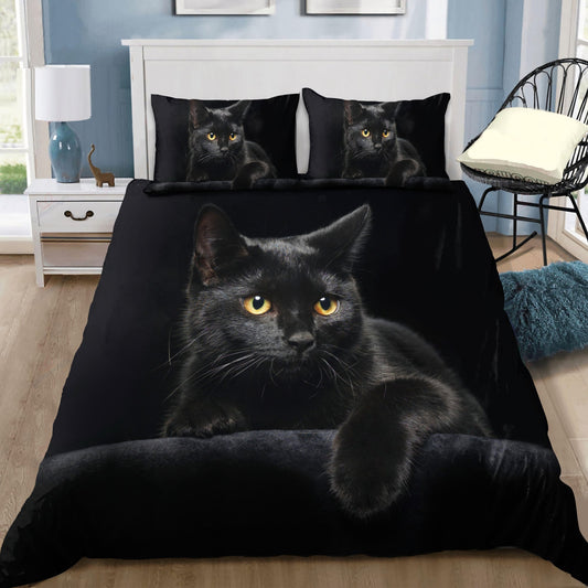 Cat Black Bedding Cover For Pet Lover Bedroom Decor