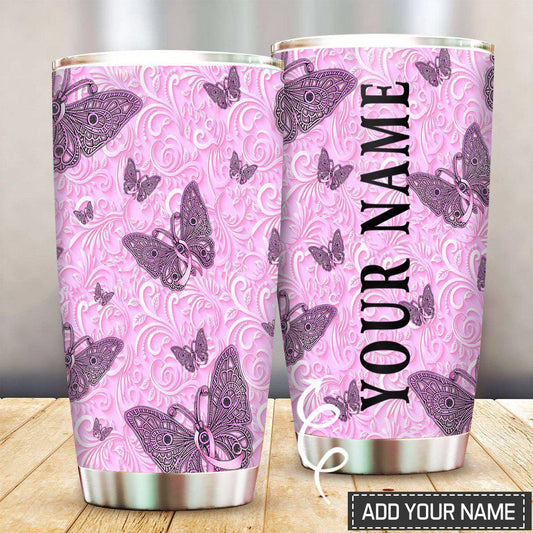 Breast Cancer Butterfly Love 20 Oz Tumbler For Travel Gifts