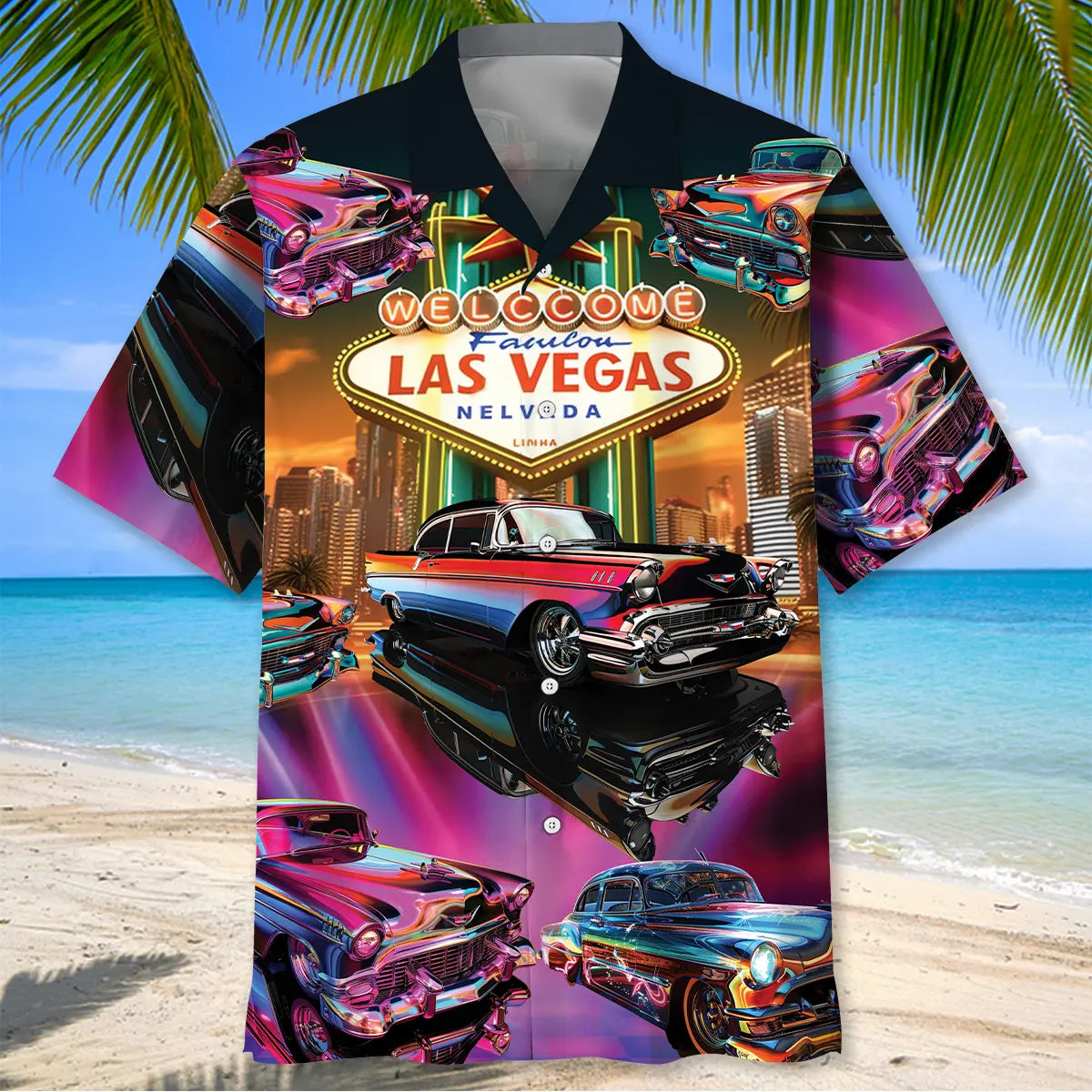 Classic Car Las Vegas Night Hawaiian Shirt