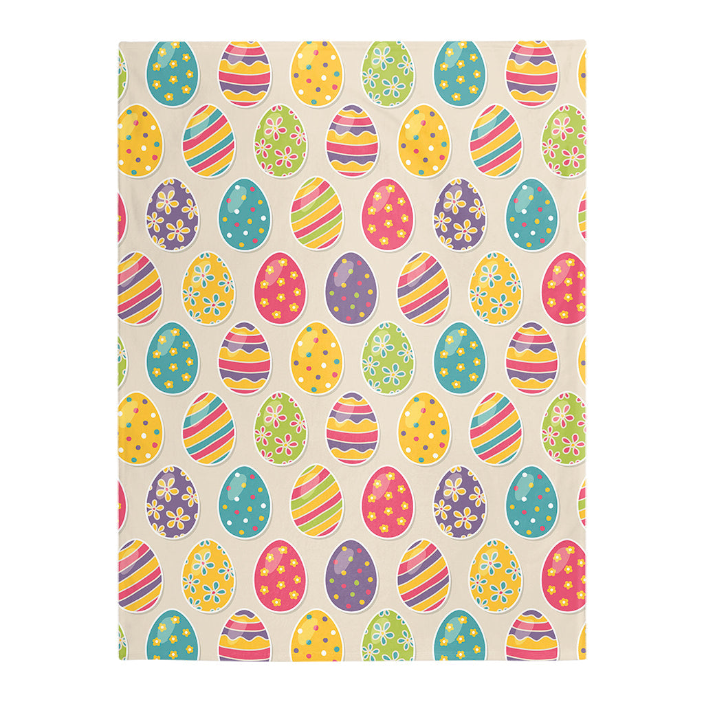 Colorful Easter Egg Pattern Flannel Blanket For Relaxing At Home And Travel