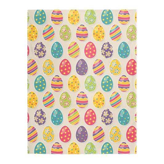 Colorful Easter Egg Pattern 50 x 60 Inch Flannel Blanket For Cozy Bedroom And Sofa Decor