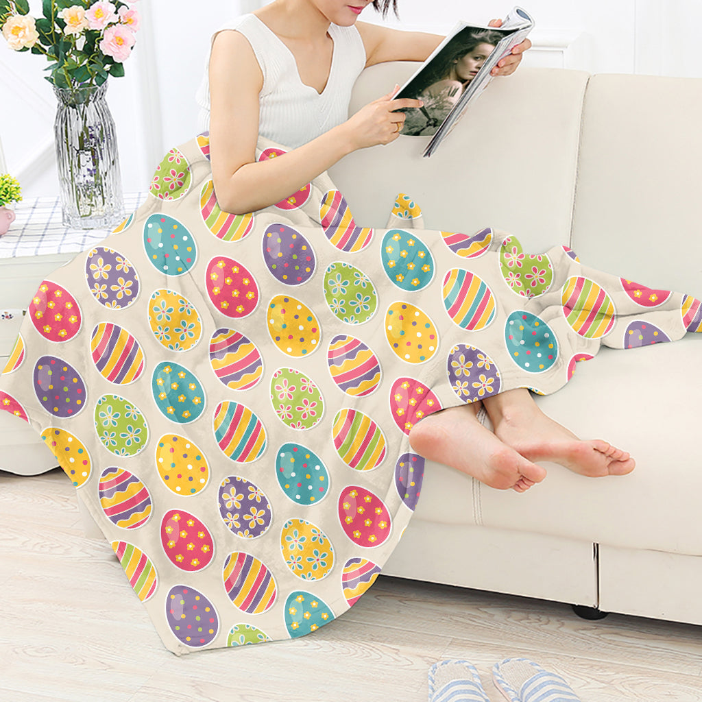 Colorful Easter Egg Pattern Flannel Blanket For Soft Bed Couch And Home Comfort