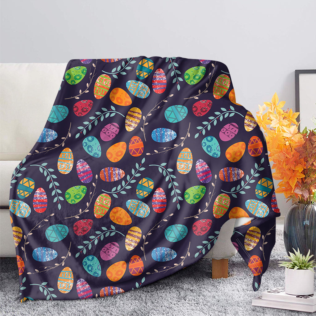 Colorful Easter Egg Pattern 50 x 60 Inch Flannel Blanket For Living Room And Bedroom Styling