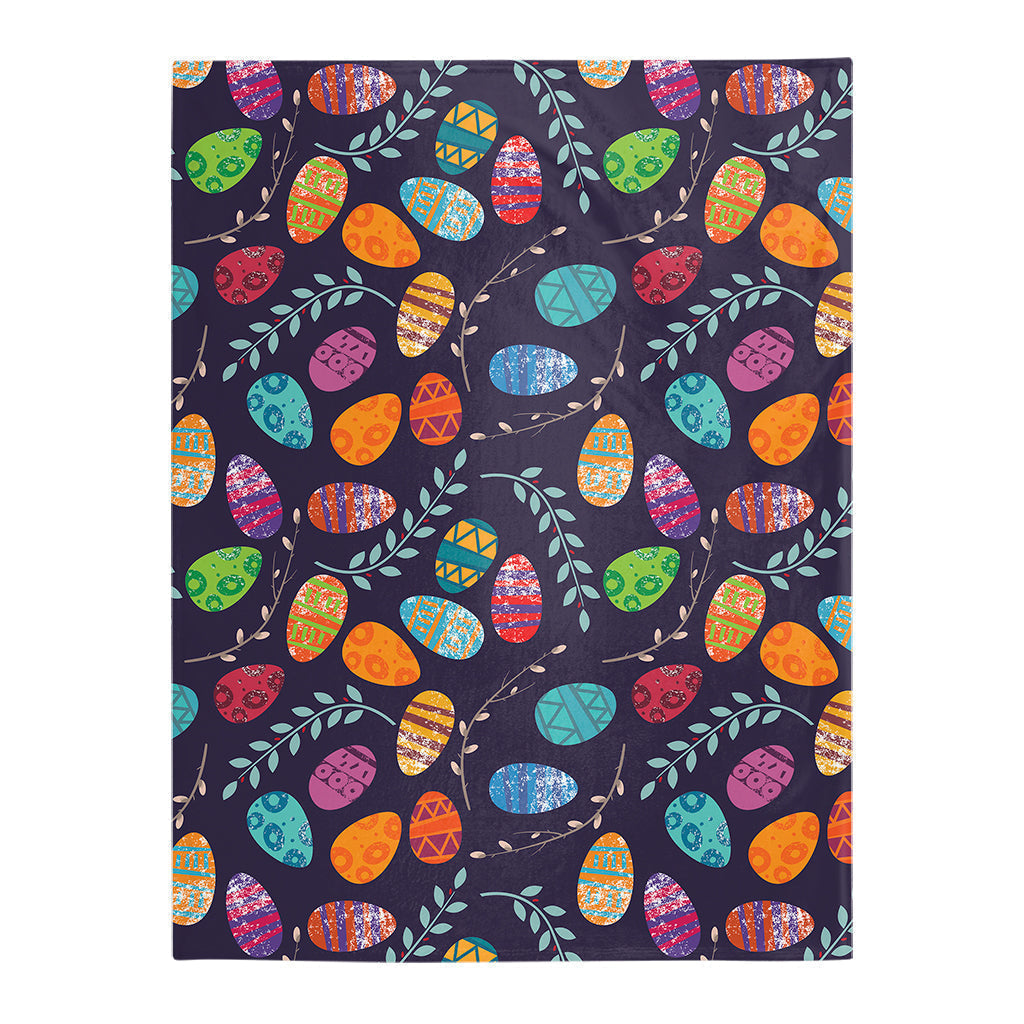 Colorful Easter Egg Pattern Flannel Blanket For Relaxing At Home And Travel