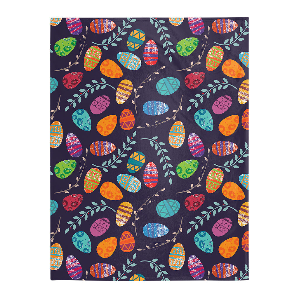 Colorful Easter Egg Pattern Flannel Blanket For Cozy Bedroom And Sofa Decor