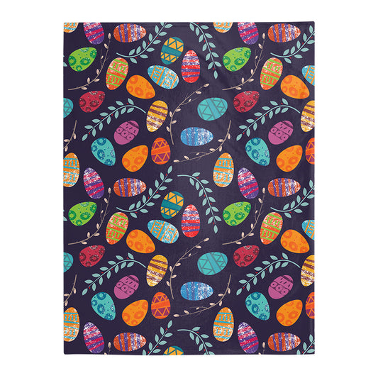 Colorful Easter Egg Pattern Flannel Blanket For Cozy Bedroom And Sofa Decor