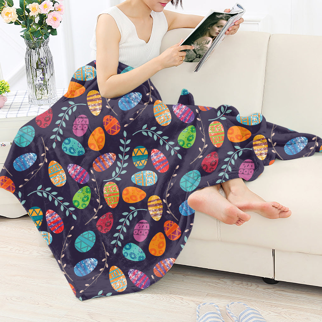 Colorful Easter Egg Pattern Flannel Blanket For Soft Bed Couch And Home Comfort