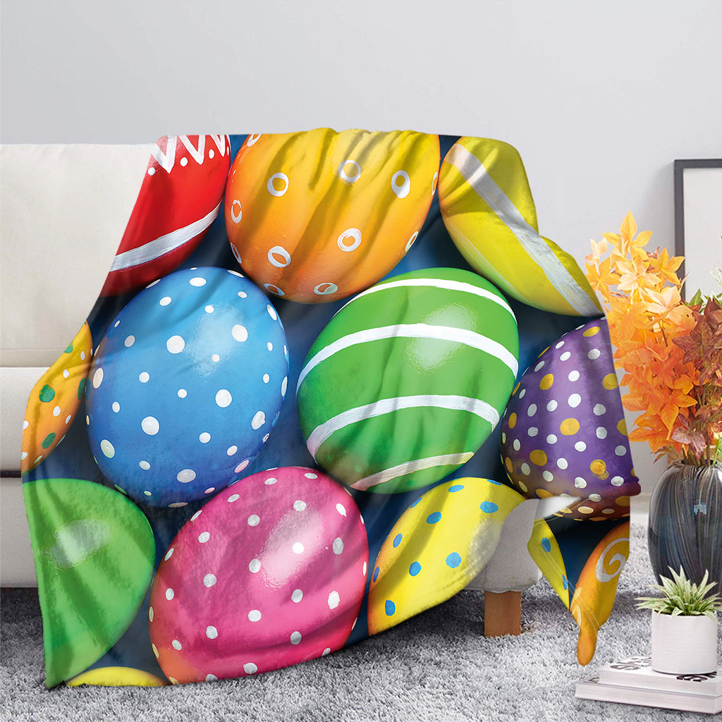 Colorful Easter Egg Pattern Flannel Blanket For Living Room And Bedroom Styling