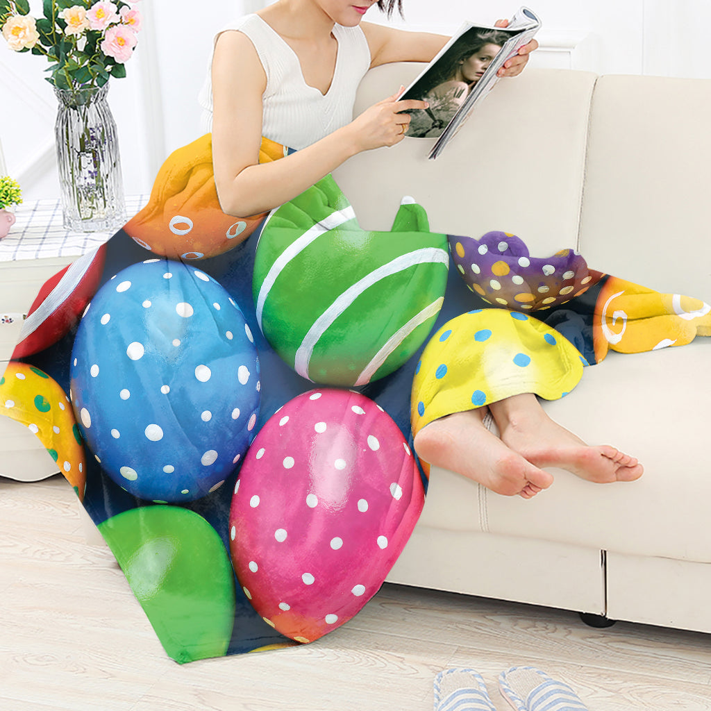 Colorful Easter Egg Pattern Flannel Blanket For Soft Bed Couch And Home Comfort