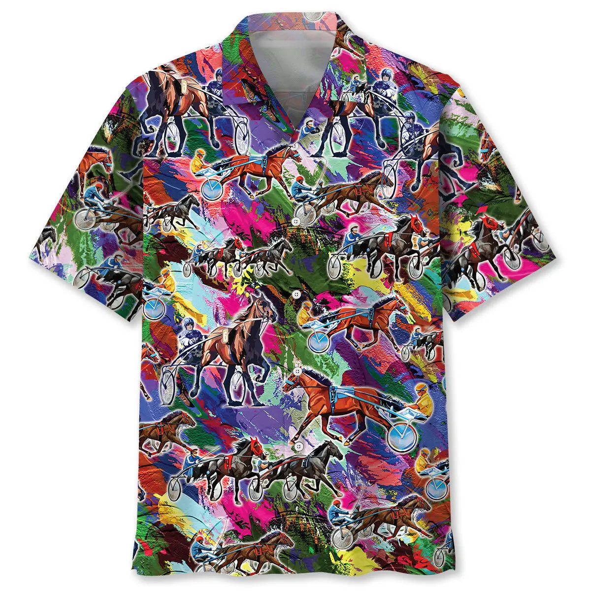 Hawaiian Shirt / Adults / S Colorful Horse Harness Racing Hawaiian Shirt