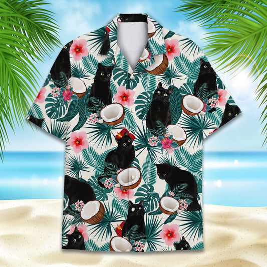 Hawaiian Shirt / Adults / S Tropical Black Cat Unisex Hawaiian Shirt Aloha Shirt