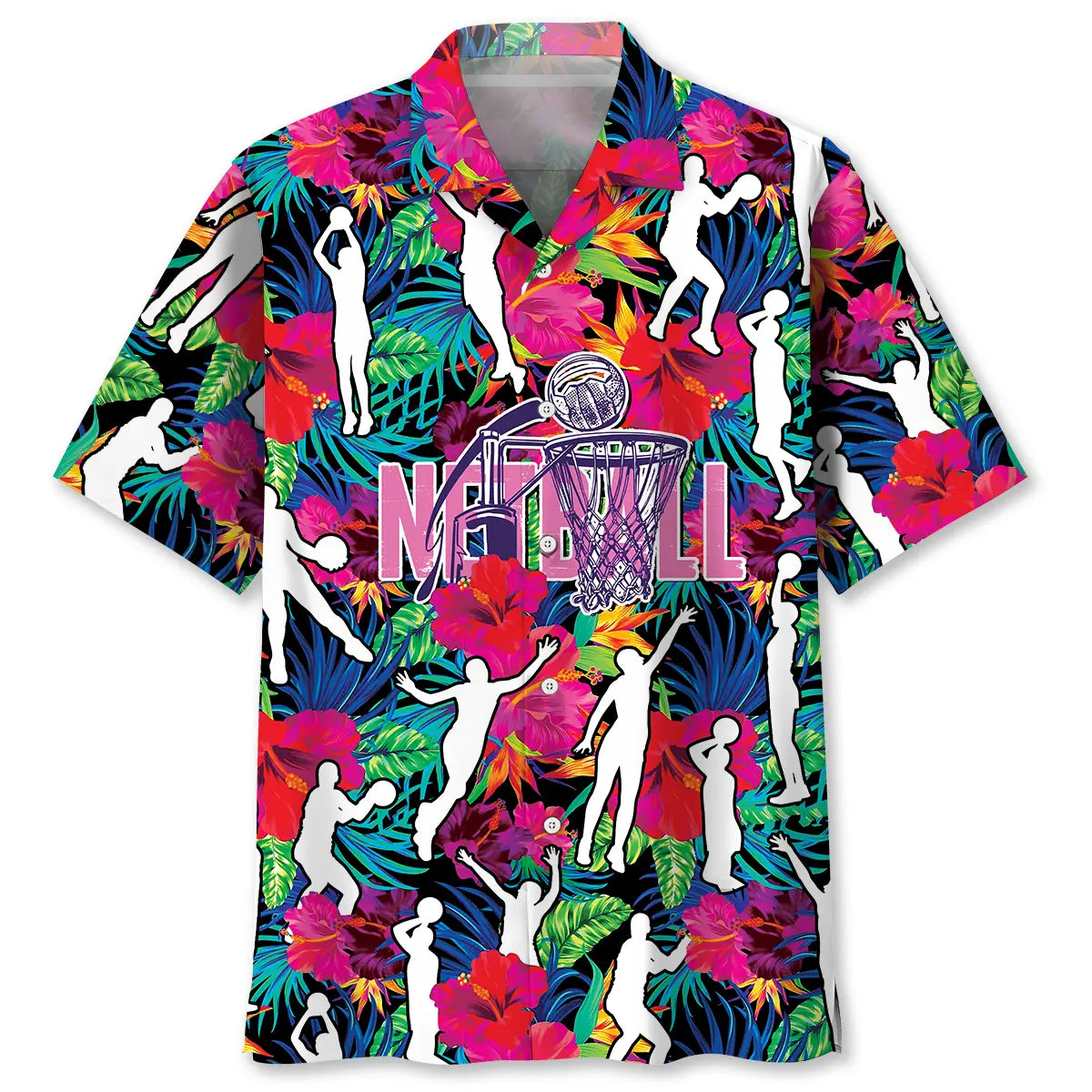 Hawaiian Shirt / Adults / S Colorful Netball Tropical Hawaiian Shirt