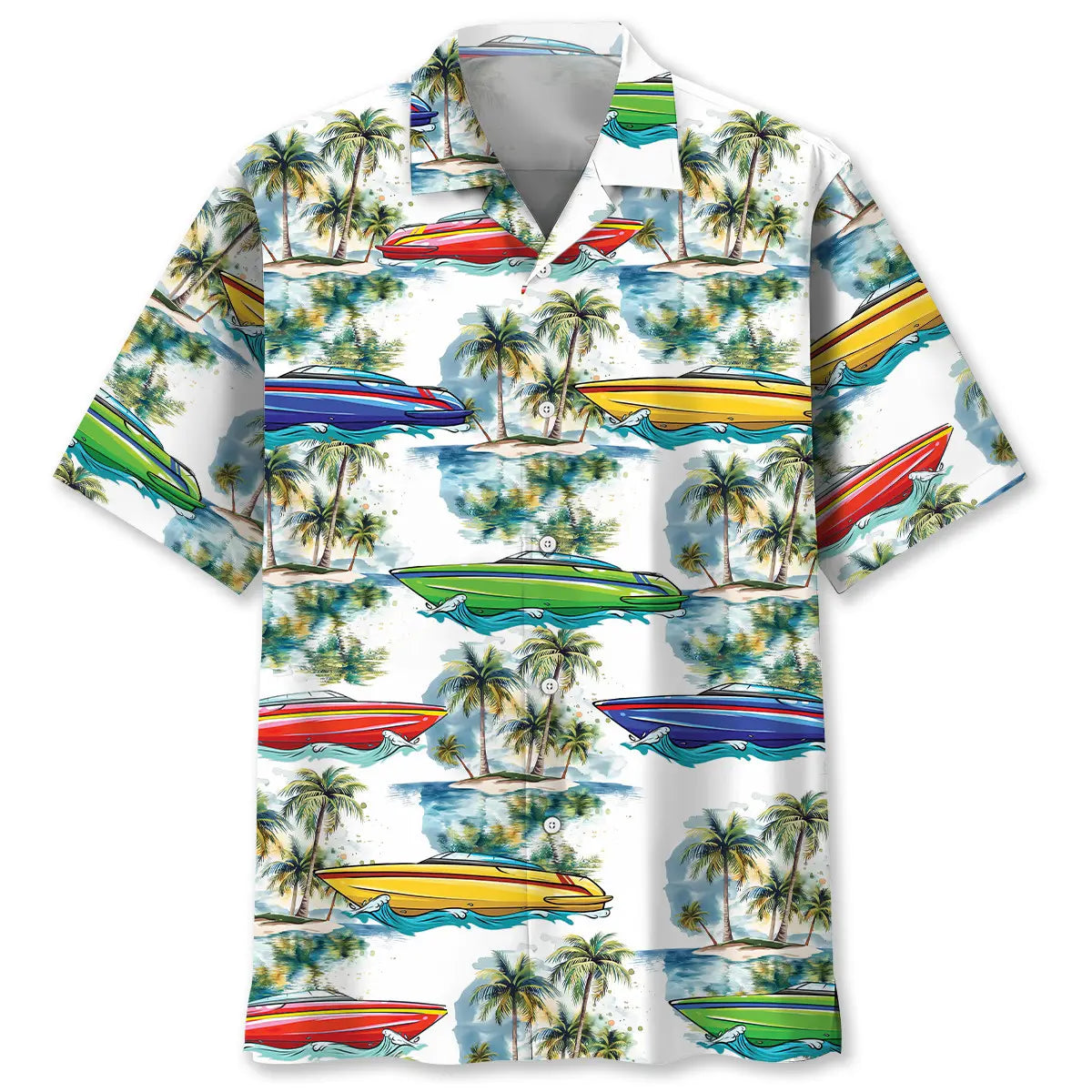 Hawaiian Shirt / Adults / S Colorful Power Boat Racing Hawaiian Shirt