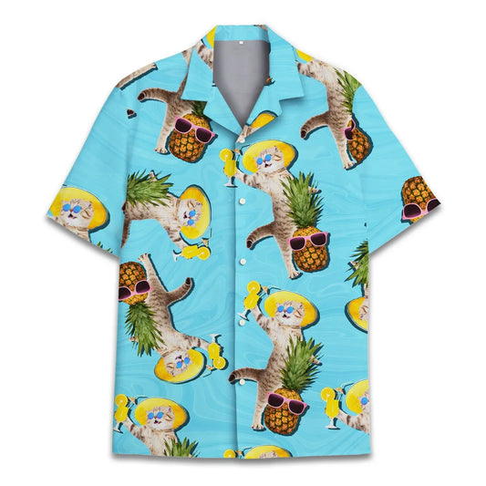 Hawaiian Shirt / Adults / S Pineapple Cat Funny Unisex Hawaiian Shirt Aloha Shirt