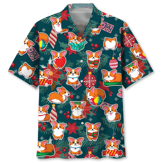 Hawaiian Shirt / Adults / S Corgi Christmas Hawaiian Shirt