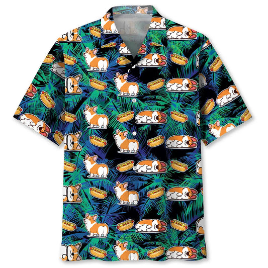 Hawaiian Shirt / Adults / S Corgi Hotdog Hawaiian Shirt