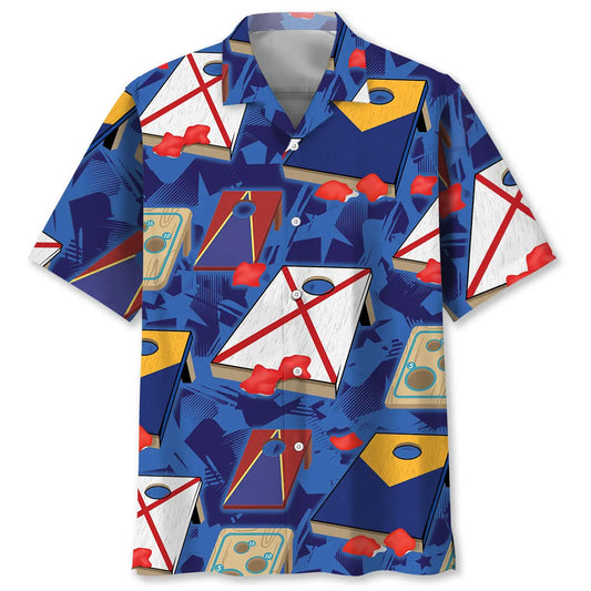 Hawaiian Shirt / Adults / S Cornhole Blue USA Hawaiian Shirt