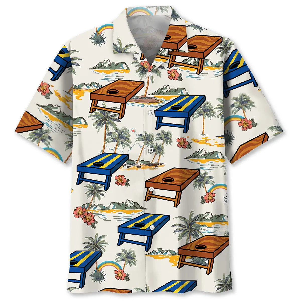 Hawaiian Shirt / Adults / S Cornhole Tropical Palm Tree Hawaiian Shirt