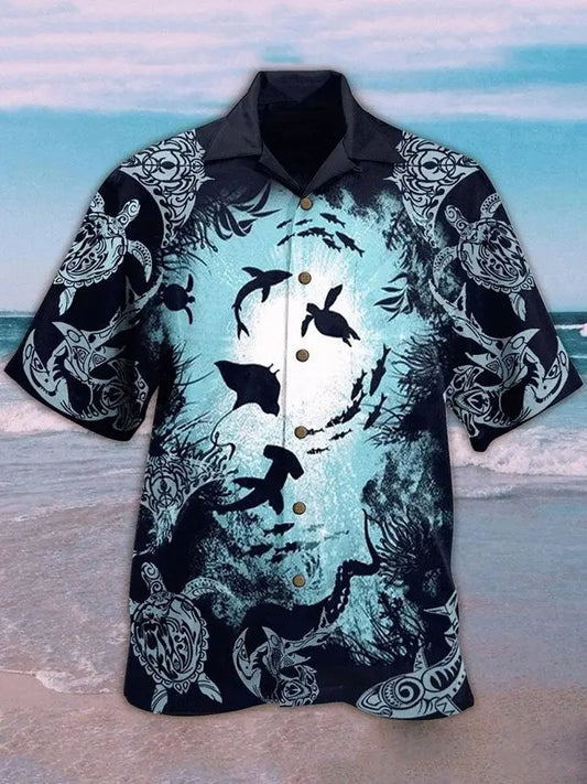 Hawaiian Shirt / Adults / S Cosy Hubs Turtle Aquarium Life Colorful Unique Unisex Hawaiian Shirt For Men
