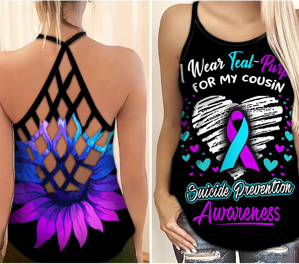 Suicide Awareness Wear Teal Purple For My Cousin – Hollow Tank Top