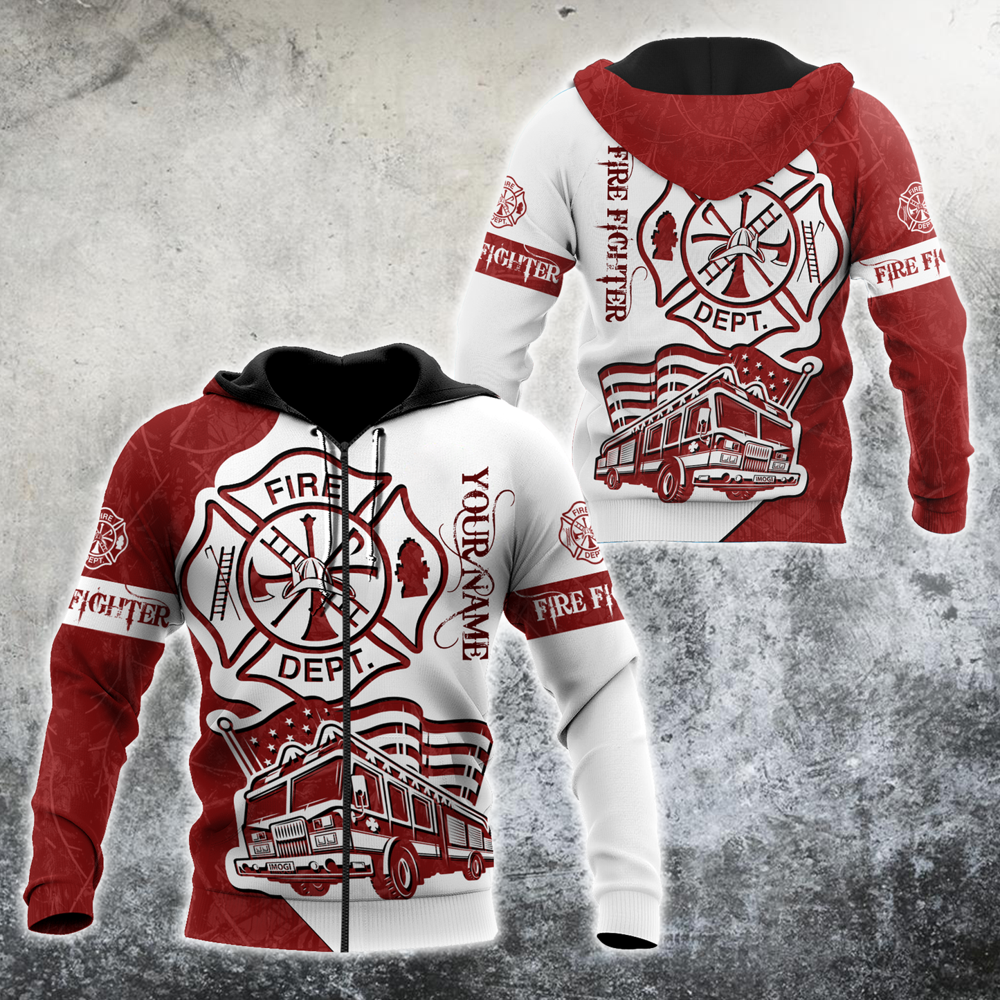 Firefighter Red And White Custom Art – 3D Hoodie