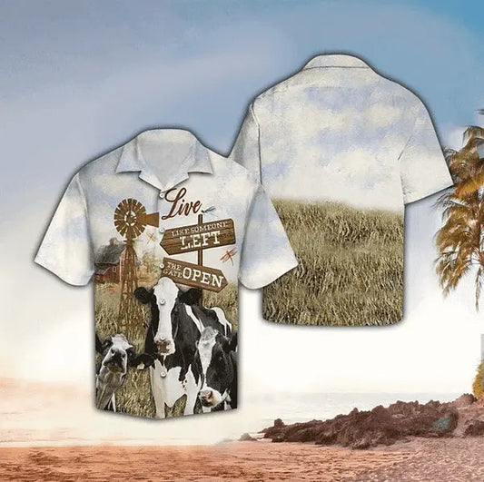 Hawaiian Shirt / Adults / S Cow Farm Trendy Hawaiian Shirt Hawaii Shirt Men Aloha Shirt Tropical Sleeve Summer