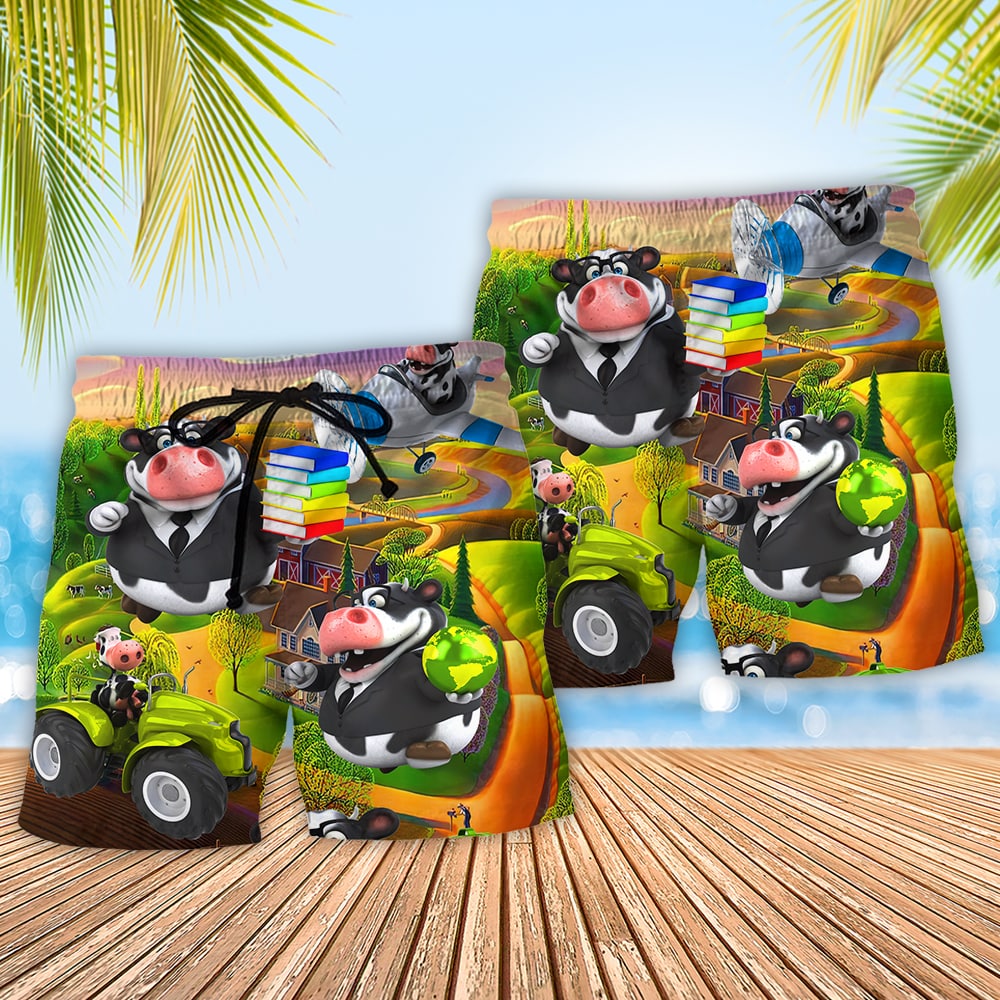 Farm Cow Green Agricultural Teacher – Beach Short