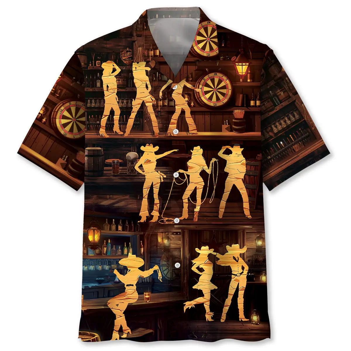Hawaiian Shirt / Adults / S Cowboy Cowgirl Bar Hawaiian Shirt
