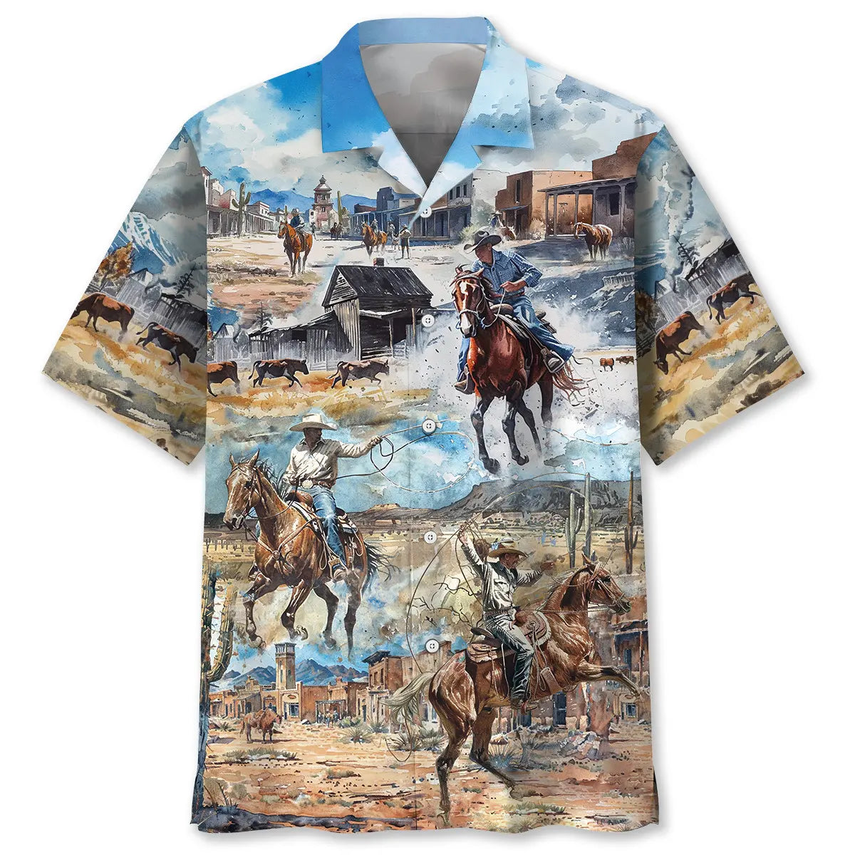 Hawaiian Shirt / Adults / S Cowboy Life Vintage Art Hawaiian Shirt