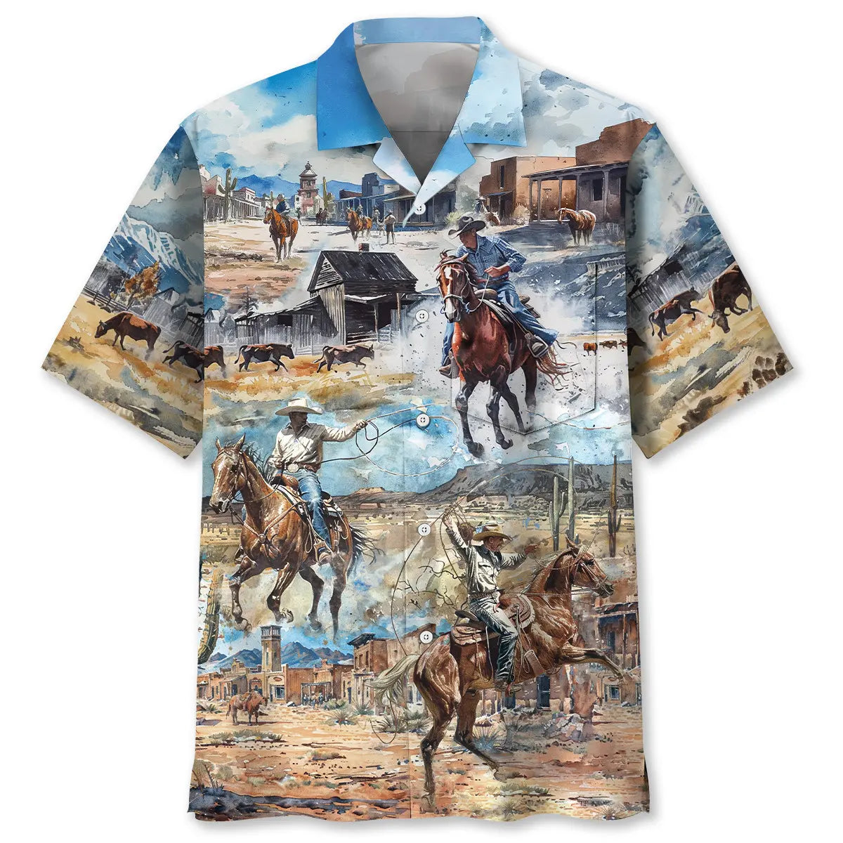 Hawaiian Shirt / Adults / S Cowboy Life Vintage Art Pocket Hawaiian Shirt