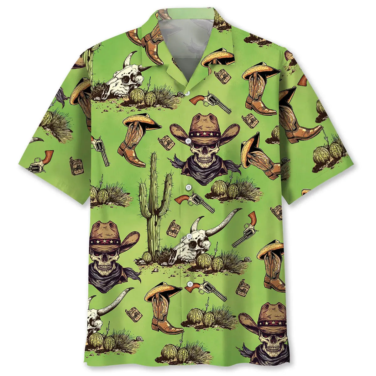 Hawaiian Shirt / Adults / S Cowboy Skull Cactus Hawaiian Shirt