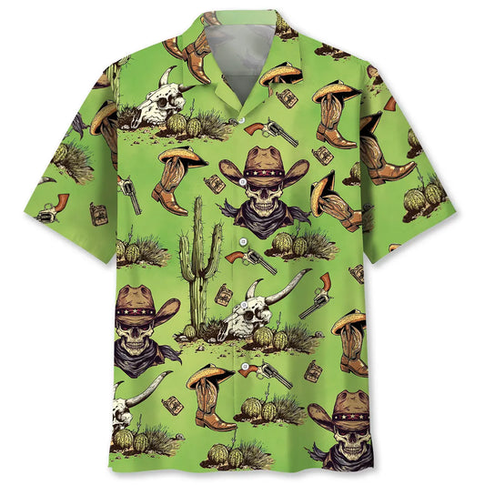 Hawaiian Shirt / Adults / S Cowboy Skull Cactus Hawaiian Shirt