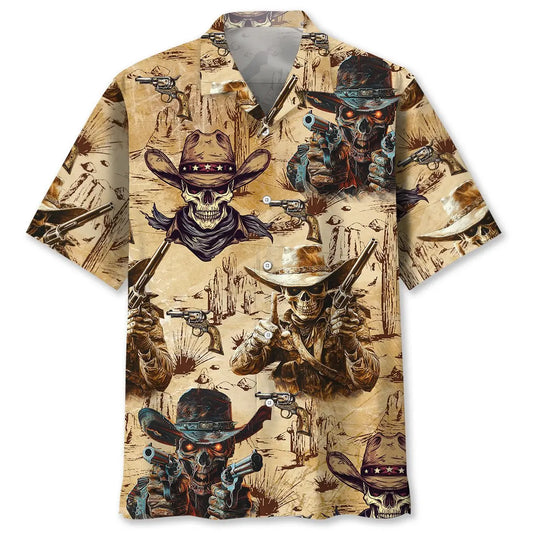 Hawaiian Shirt / Adults / S Cowboy Skull Fighter Hawaiian Shirt