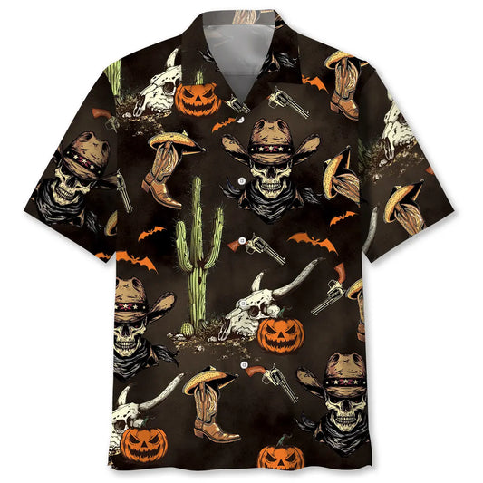 Hawaiian Shirt / Adults / S Cowboy Skull Halloween Hawaiian Shirt