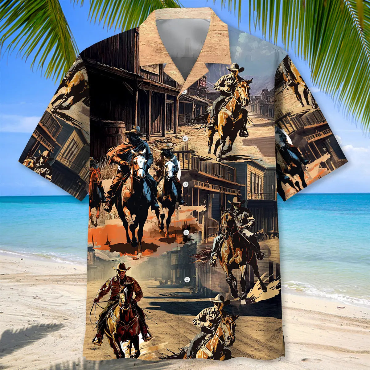 Cowboy Western Town Hawaiian Shirt