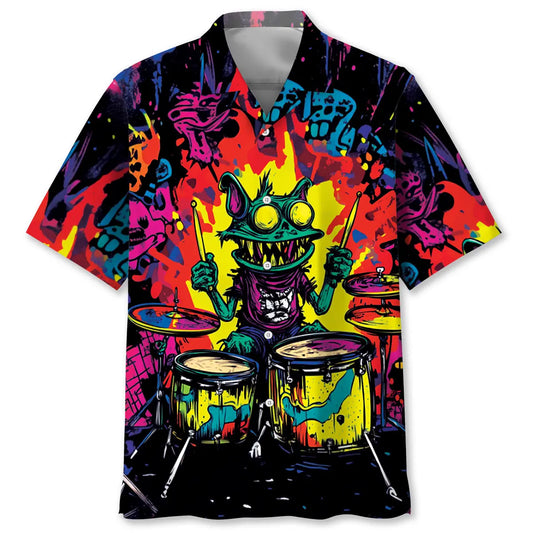 Hawaiian Shirt / Adults / S Crazy Drum Monster Hawaiian Shirt