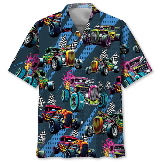 Hawaiian Shirt / Adults / S Crazy Hot Rod Drag Racing Hawaiian Shirt