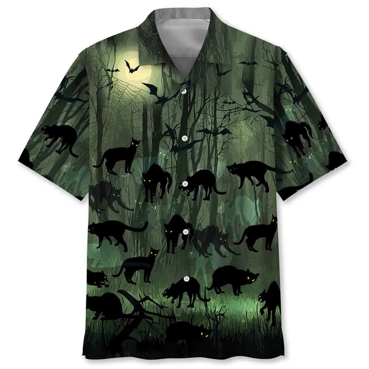 Hawaiian Shirt / Adults / S Creepy Black Cat Halloween Hawaiian Shirt